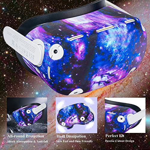 Compatible with Oculus Quest 2 Accessories,Silicone face Cover, VR Shell Cover,Compatible with Quest 2 Touch Controller Grip Cover,Protective Lens Cover,Disposable Eye Cover. (Starry Purple) - color: Starry Purple