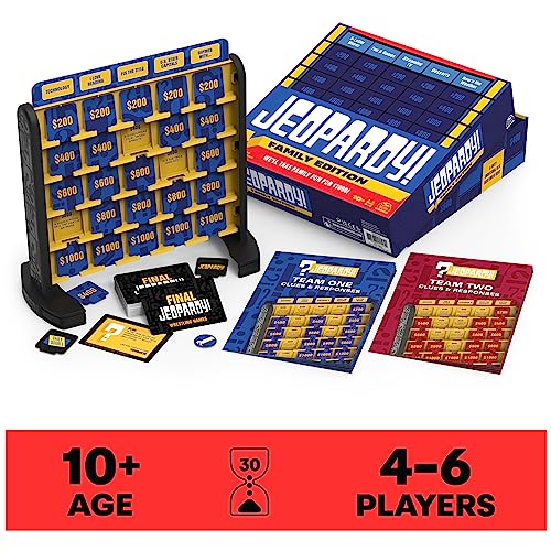 Jeopardy Family Edition Board Game Trivia Games Board Games for Family Night Fun Games for Game Night, for Adults and Kids Ages 10 and up