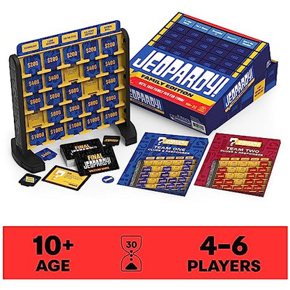 Jeopardy Family Edition Board Game Trivia Games Board Games for Family Night Fun Games for Game Night, for Adults and Kids Ages 10 and up
