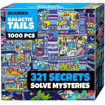 1000 Piece Puzzle for Adults – Jigsaw Puzzles for Adults 1000 Pieces | Galactic Tails Jigsaw Puzzles – Hidden Secrets & Audio Story – Premium Box Packaging – Extra Fun Challenges - color: Galactic Tails