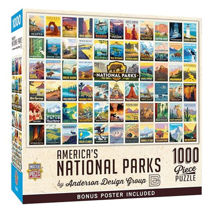 MasterPieces National Parks Maps 1000 Piece Jigsaw Puzzle for Adults, Family, Or Youth - America's National Parks by Anderson Design - style: America's National Parks by Anderson Design