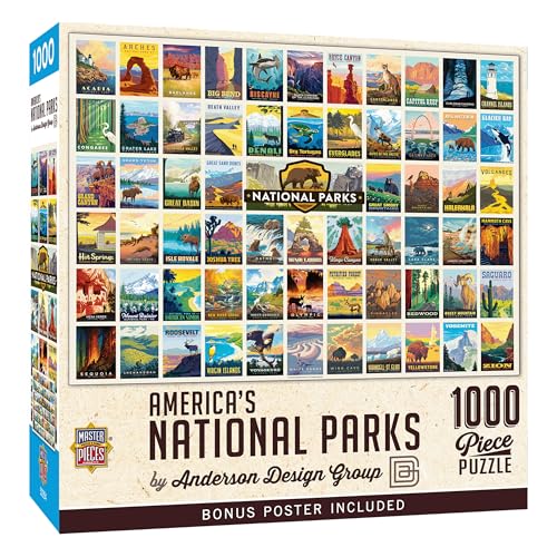 MasterPieces National Parks Maps 1000 Piece Jigsaw Puzzle for Adults, Family, Or Youth - America's National Parks by Anderson Design - style: America's National Parks by Anderson Design