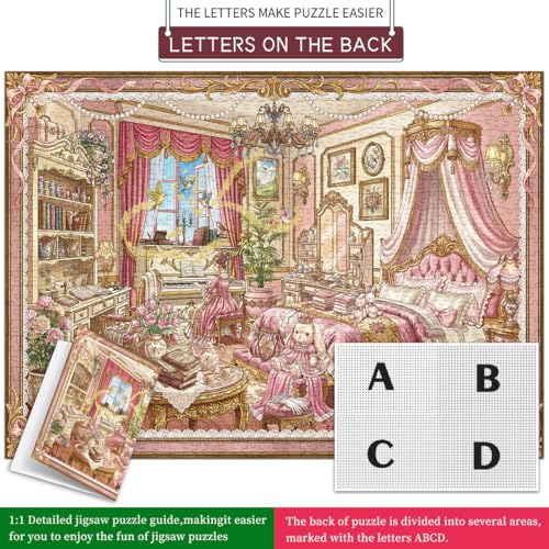 HUADADA-*Bedroom*-Jigsaw Puzzles for Adults 1000 Pieces,Puzzles 1000 Pieces, Interlock Perfectly No Dust, Impossible Difficult Hard Fun 1000 Piece Jigsaw Puzzles for Adults-1:1 Poster - color: Bedroom