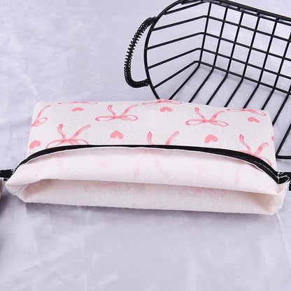 Coquette Preppy Aesthetic Makeup Bag Pink Bow Heart Travel Cosmetic Bag for Women Girl Coquette Pencil Pouch Cute Travel Skincare Bags Organizer Trendy Preppy Stuff Christmas Birthday Gifts - color: Bow Heart