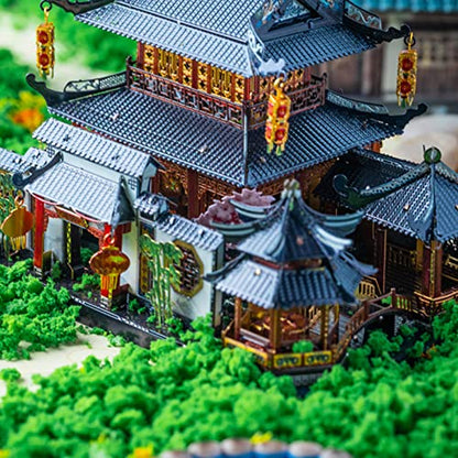 MU 3D Metal Puzzle for Adult Chinese Landscape Architecture Suzhou Style Gardens, DIY Miniature Model Kits for Beginner Building Birthday Gift, 110pcs - color: Suzhou Style