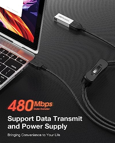 ANDTOBO USB Switch Extension Cable, (Upgraded Data + Power) USB Extension Cord with On/Off Power Switch Cable for LED Strips, iOS System, etc- 3.3 FT - size: 100 centimeters