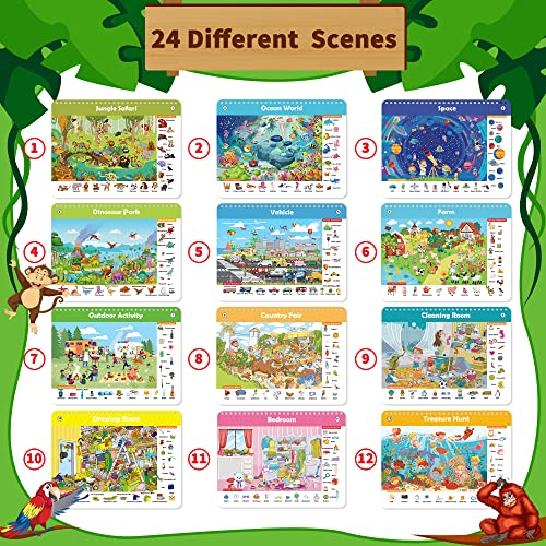 Elfew Search and Find Reusable Activity Book for Kids 3-5 4-8, Travel Games | 24 Unique Themed, Wipe Clean Educational Toys, Car Games Travel Toys for Toddlers, Kids Airplane Road Trip Travel Essentials - color: Search and Find Cards