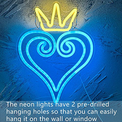 Manimo LED Kingdom and Hearts Neon Signs for Wall Decor, Anime Neon Sign, Neon Game Room Setup, USB Powered for Man Cave Game Home Party Bedroom Room Teenager Gamer Birthday Gifts(9.8 * 13in) - style: Kingdom Heart