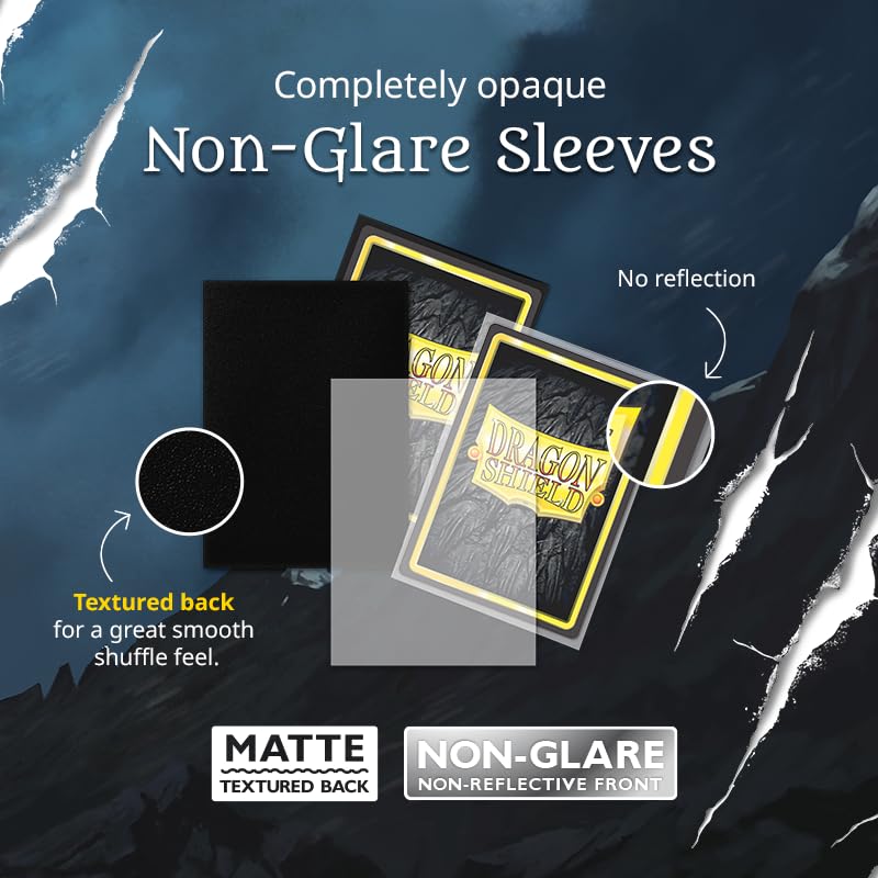 Dragon Shield | Standard Size Card Matte Sleeves | 100 CT - Non Glare Smooth & Tough Premium TCG Sleeves | Compatible with Pokemon, Flesh & Blood, One Piece & Magic the Gathering | Black - color: Black