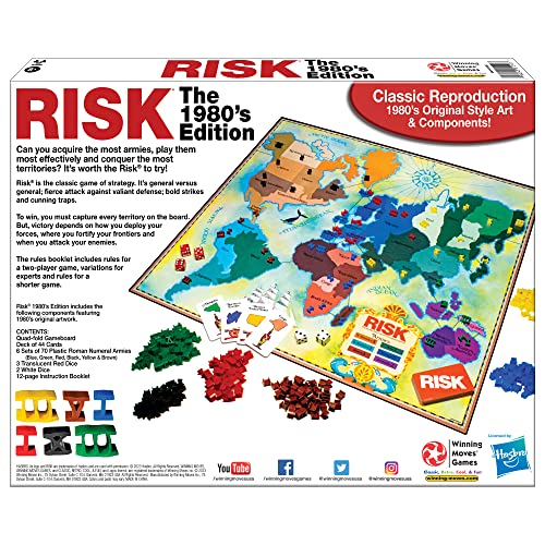 Risk The 1980's Edition, Strategy Board Game, by Winning Moves Games USA | Original 1980's Artwork and Components, World Domination, 2 to 6 Players, Ages 8+