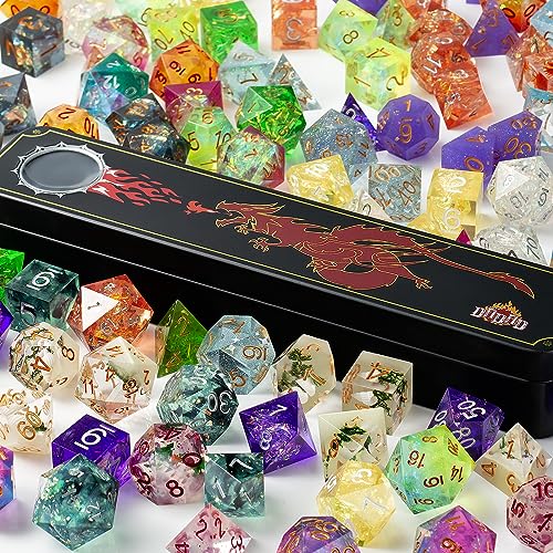 DNDND Mystery DND Dice,Random Sharp Edge Dice Set with Gorgeous Gife Case for Dungeons and Dragons (Mystery Sharp Dice) - color: Mystery Sharp Dice