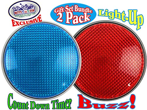 Matty's Toy Stop Lights & Sounds Electronic 3 Mode Red & Blue Game Answer Buzzer and Count Down Timer Gift Set Bundle (Perfect for Games, Classrooms, etc.) - 2 Pack