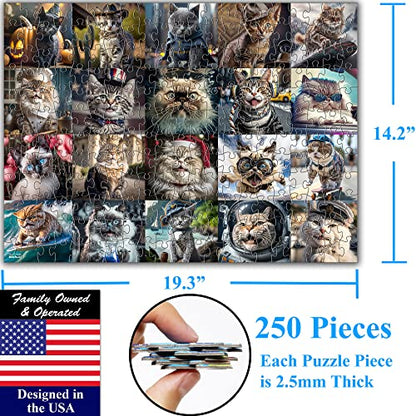 Think2Master Cute Cats 250 Pieces Jigsaw Puzzle Featuring heartwarming Kittens and Cats. Fun Puzzle for Adults & Teens. Great Gift. Size: 14.2” X 19.3” - style: Cute Cats