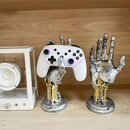 Cyberpenk Silverhand Mechanical Hand, Gaming Controller Holder Stand Punk Style Steampunk Modern Home Decor Gaming Room Decor Resin Art Gift
