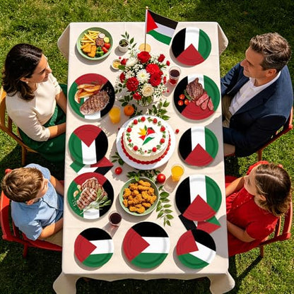 96 Pcs Palestine Flag Palestinian Party Decorations Serves 24 | Palestinian Paper Plates and Napkins Palestine Theme Tableware Set for Soccer Events Country Decoration Sports Party Supplies - style: Palestine Themed Plates m