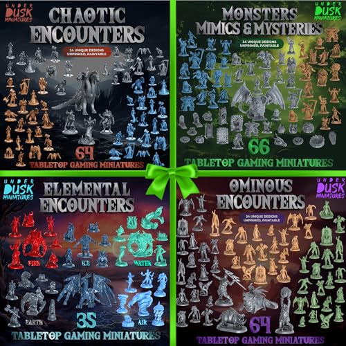 Underdusk Miniatures Master Gift Set - 229 Minis Included - Bulk Monsters, Unpainted D&D Miniatures, Dungeons and Dragons Minis, DND Figurines, Fantasy Tabletop D&D; Digital Stat Blocks Included