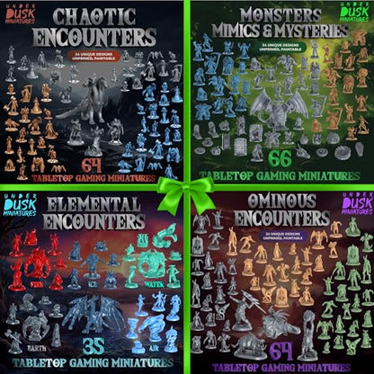 Underdusk Miniatures Master Gift Set - 229 Minis Included - Bulk Monsters, Unpainted D&D Miniatures, Dungeons and Dragons Minis, DND Figurines, Fantasy Tabletop D&D; Digital Stat Blocks Included
