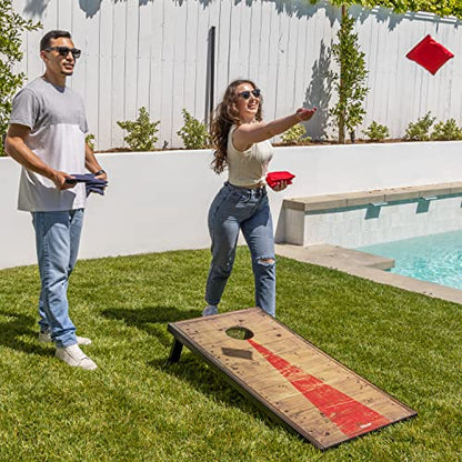 GoSports Portable Cornhole Sets, 8 Styles – Choose 4 x 2 ft or 3 x 2 ft - Boards Include 8 Bean Bags, Travel Case, and Game Rules - style: 4 x 2 ft Rustic