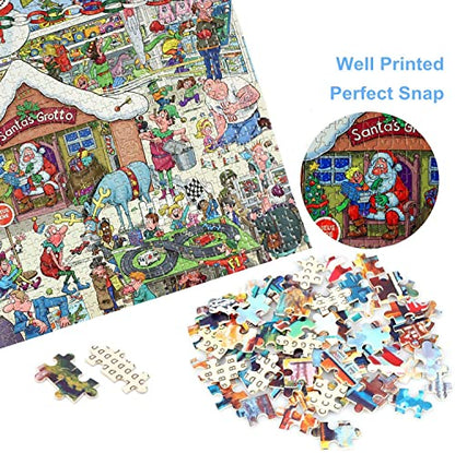 Christmas Puzzles for Adults 1000 Piece Christmas Jigsaw Puzzles Santa's Grotto 27.56 x 19.69 Inch Challenge Toy Gift Educational Game Christmas Jigsaw Puzzles 1000 Pieces for Adults - color: Santa's Grotto