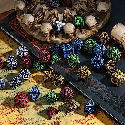 DND Dice Set -D&D Polyhedral Dice (7 Pcs) Druid Dice with Leather Dice Bag for Role Playing Dice Games RPGs(Druid - Black Blue) - color: Druid - Black Blue