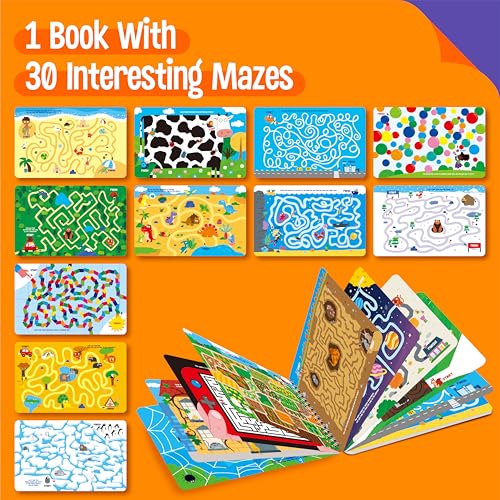 SpriteGru Dry Erase Mazes Game Pad, 30 Mazes Reusable & Erasable Book, Fun Brain Challenge Games Interesting Educational Toy and Learning Tool for Road Trip Airplane Travel - style: Maze