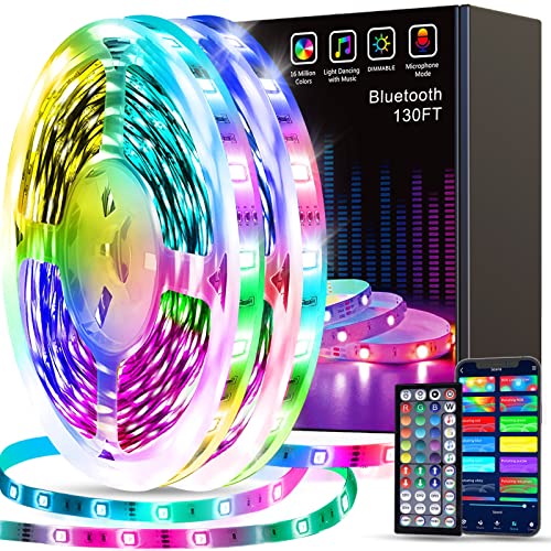Tenmiro Led Strip Lights 130ft (2 Rolls of 65ft) Smart Light Strips with App Control RGB Led Lights for Bedroom，Music Sync Color Changing Lights for Room Party - size: 130FT