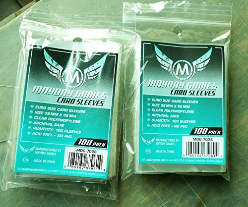 Mayday Games 7028 Clear Sleeves 59x92mm Euro Game Size (4x100, 400 sleeves)
