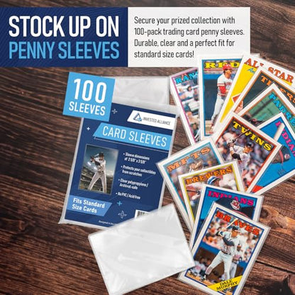 Premium Penny Sleeves for Trading Cards | Soft Trading Card Sleeves for Baseball Cards, Ultra Clear Plastic Pro Sports Card Sleeve, Football, MTG Collector Sleeve (Standard + Thick Options Available) - style: Standard - 100 Count