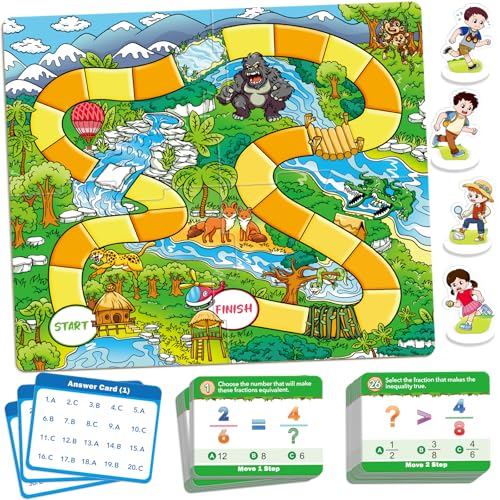 Broytain Forest Fraction Board Game|Math Games for Kids|Fraction Play Games - Gr. 3-4|Educational Learning Board Games for Boys and Girls|Classroom Travel Indoor Outdoor Family Game