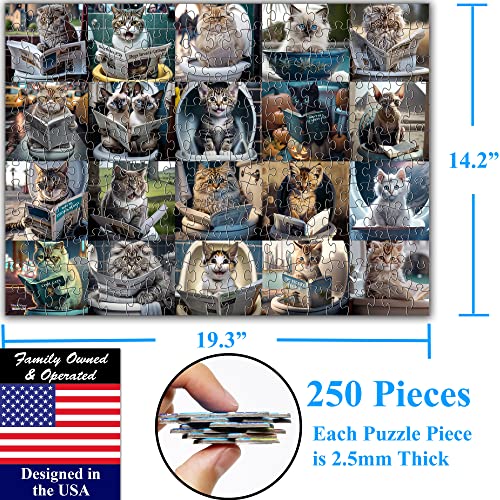 Think2Master Pooping Cats 250 Pieces Jigsaw Puzzle Featuring heartwarming Kittens and Cats. Perfect Bathroom Decoration, White Elephant Gag Gift. Fun Puzzle for Adults & Teens. Size: 14.2” X 19.3” - style: Pooping Cats