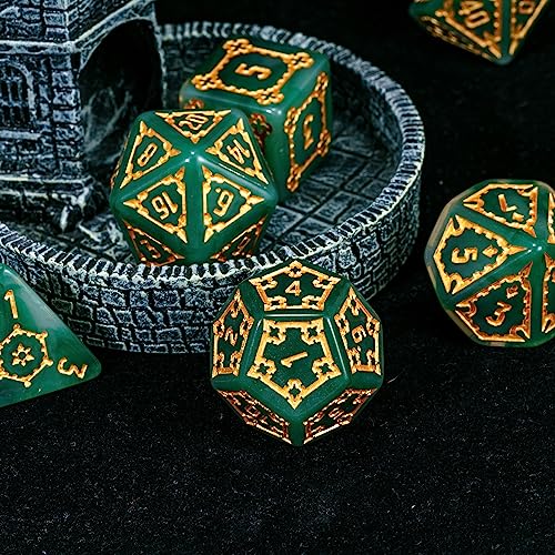 cusdie 7 Pcs 25mm Giant DND Dice with Dragon Eye Dice Bag, Polyhedral Dice Set, D&D Dice for Pathfinder RPG(Green) - color: Green