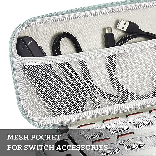 FUNLAB Switch 2 Carrying Case Compatible with Nintendo Switch 2/1/OLED, Portable Hard Shell Switch Carry Case with 10 Game Card Slots for Travel - White - color: Z-Cyan