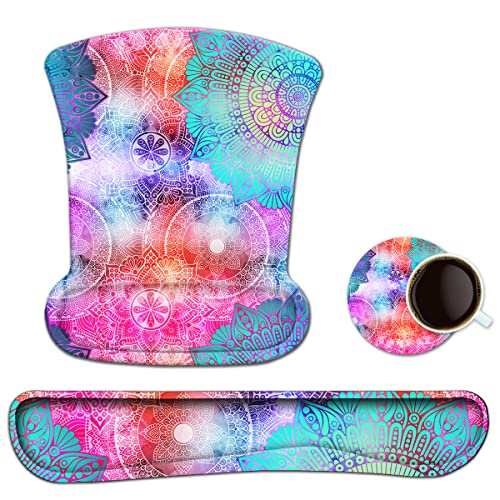 Keyboard Pad Wrist Rest Mouse Pad, ToLuLu Gel Ergonomic Mouse Pads for Computer Laptop Office, Comfortable Mousepad Keyboard Wrist Support Memory Foam for Easy Typing & Pain Relief, Colorful Flowers - color: Colorful Flowers