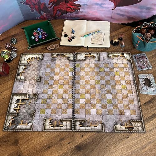 Loke Giant Book of Battle Mats Dragon Lairs & Dungeons, Ages 14+ | 1+ Players, Reusable, Marker-Friendly Encounter Maps for Tabletop Roleplaying with Miniatures, Tokens & 3D Scenery