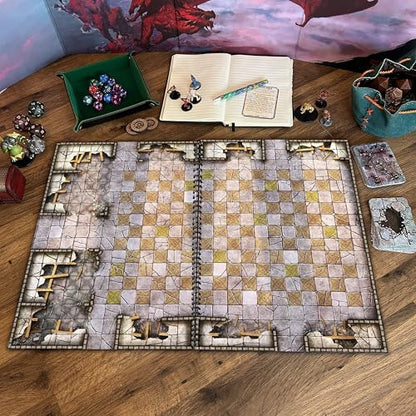 Loke Giant Book of Battle Mats Dragon Lairs & Dungeons, Ages 14+ | 1+ Players, Reusable, Marker-Friendly Encounter Maps for Tabletop Roleplaying with Miniatures, Tokens & 3D Scenery