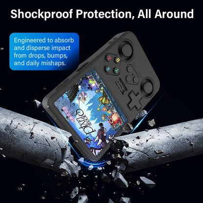 Silicone Case for R36S Handheld Game Console Protective Case with Lanyard Button Cover Accessory for Gift (Black) - color: black