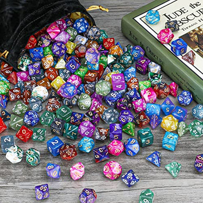Polyhedral Dice Set- 25 X 7 (175 Pieces) DND Dice with Storage Pouch | 25 Colors D4 D6 D8 D10 D% D12 D20, Great for D&D tabletop Role Playing games - color: 25sets-2