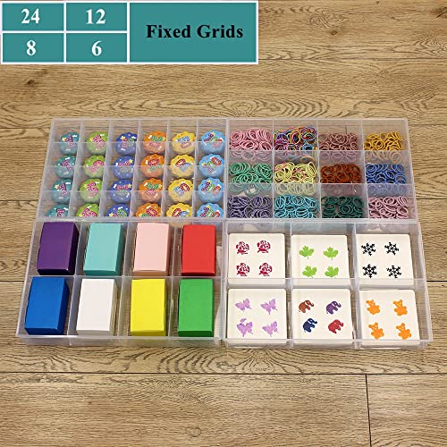 2 Pack Fixed 8 Grids Clear Plastic Organizer Sorting Tray and Transparent Storage Divider Box Container Case for Hardware, Craft, Sewing Kit, Office Supplies, Small Parts - size: Fixed 8 Grids