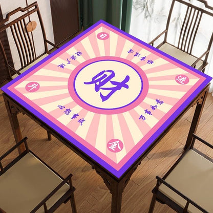 Mahjong Mat, Mahjong Table Mat for Tile Game, 31.5 in x 31.5 in Anti Slip and Noise Reduction Table Cover for Poker Card Board and Dominoes(Purple Pink) - color: A-purple Pink