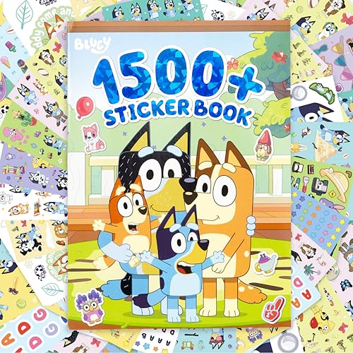 Horizon Group USA Sticker Book with Large and Small Sizes, Kids Stationary for Water Bottle, Notebooks, and Party Favors, Bluey - color: Bluey