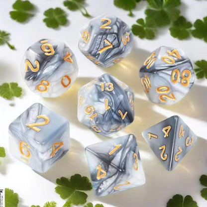 7Pcs Polyhedral DND Dice Set with Black Storage Bag(White Mixed Black Dice | Classic dice set for RPG Polyhedral Dice for Dungeon and Dragons Playing Games 7-Die Set - color: White Mixed Black Dice