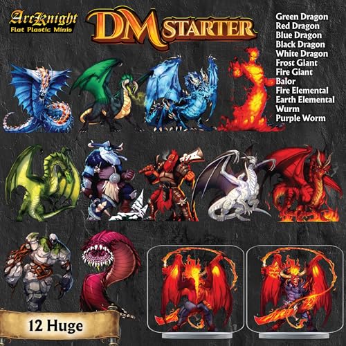 Arcknight DM Starter Set - 162 Flat DND Minatures for Dungeons and Dragons, Pathfinder & More - Double-Sided, Full-Color Artwork
