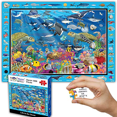 Think2Master Colorful Ocean Life 1000 Pieces Jigsaw Puzzle for Kids 13+, Teens, Adults & Families. Great Gift for stimulating Learning About Coral Reefs. Size: 26.8” X 18.9” - style: Life in the Ocean