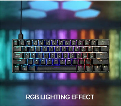 FANTECH Maxfit61 RGB 60% Gaming Keyboard - Hot Swappable Blue Switches, Black - color: BlueSW(Clicky)-Black