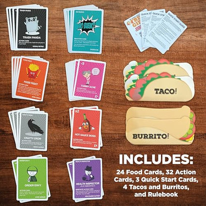 Taco vs Burrito Collectors Tin - The Wildly Popular Surprisingly Strategic Card Game Created by a 7 Year Old - 5 Ways to Play - Fun Family Games for Kids and Adults, Game Night, Travel Games - style: TvB Tin