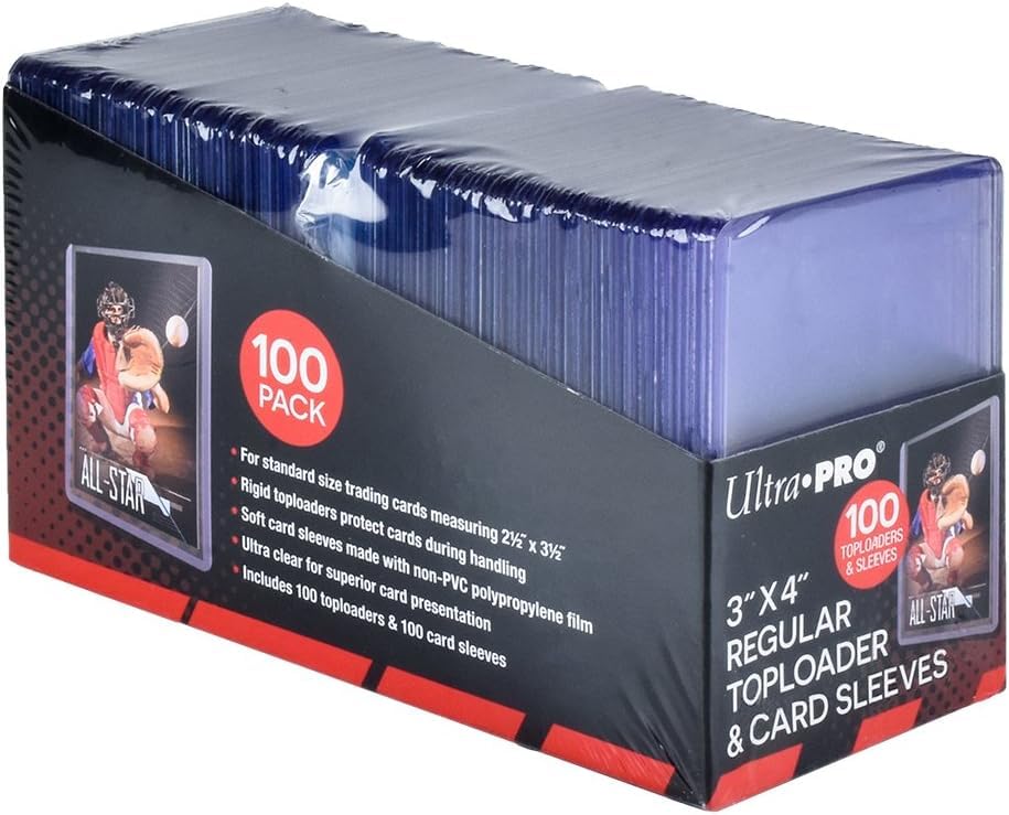 Ultra PRO 3" x 4" Clear Regular Toploaders for Cards with Card Sleeves Bundle Standard Size 300ct Trading Baseball Toploader Card Sleeve Protectors