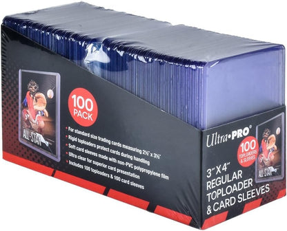 Ultra PRO 3" x 4" Clear Regular Toploaders for Cards with Card Sleeves Bundle Standard Size 300ct Trading Baseball Toploader Card Sleeve Protectors
