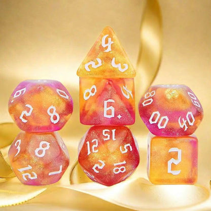 7Pcs Polyhedral DND Dice Set with Black Storage Bag(Purple&Gold+Nebula) | Classic dice set for RPG Polyhedral Dice for Dungeon and Dragons Playing Games 7-Die Set - color: Purple&gold+nebula Dice