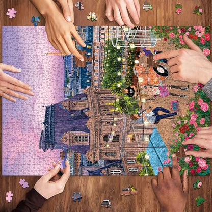 HUADADA Puzzles for Adults 1000 Pieces -Romantic Sunset & Music Band Themed Jigsaw Puzzle 1000 Pieces,Family Interactive Game & Wall Art Gift - color: Romantic Sunset & Music Band Themed
