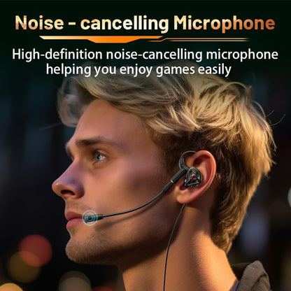 Gaming Earbuds with Mic, in-Ear Gaming 3.5mm Headphones Wired with Microphone Dual Audio Noise Cancelling in Ear Eear Buds Compatible for PC/PS5/PS4/Xbox/Nintendo/Switch/Mobile